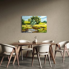 Kép - folyó a rétek között,, olajfestmény (90x60 cm)