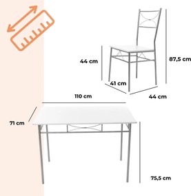 PAUL étkezőgarnitúra, 5 részes, bársony fehér Jurhan