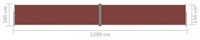 barna behúzható oldalsó napellenző 160 x 1200 cm