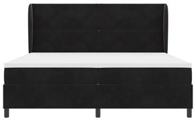 Boxspring Ágy Mattal Fekete 200x200 cm Bársony