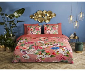 Flowery narancssárga organikus pamut egyszemélyes ágyneműhuzat, 140 x 220 cm - Descanso