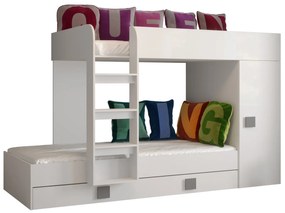 Kombinált gyerekágy 90 cm Toreno 2 (fehér + fényes fehér + szürke fényes foganytúk). 1083320
