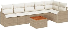 vidaXL Kerti Kanapé Szett tárolóval 7 pcs Beige és krém polirattan