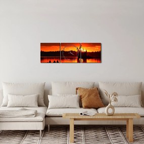 Kép - Halászok a tavon (órával) (90x30 cm)