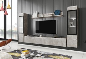 VERA II nappali fal, magasfényű fehér/wotan