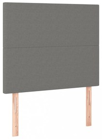 sötétszürke szövet rugós és LED-es ágy matraccal 80 x 200 cm