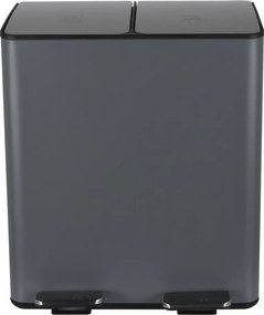 Sötétszürke acél szelektív pedálos szemetes 2x20 l Aliya – Spirella