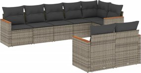 vidaXL 8 részes szürke polyrattan kerti ülőgarnitúra párnákkal