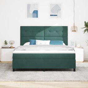 Box Spring Ágy Matraccal Sötét Zöld Szuper King Bársony