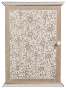 Vintage fa kulcstartó szekrény virág mintás 6 akasztóval