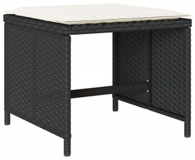 13 részes fekete polyrattan kerti ülőgarnitúra párnákkal