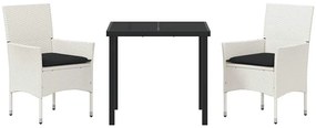 Kert étkező szett párnával 3 pcs Fehér Poli rattan