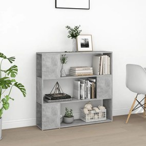 betonszürke szerelt fa térelválasztó könyvszekrény 100x24x94 cm