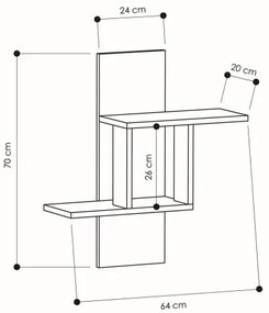Fali polc MILL 70x64 cm fehér