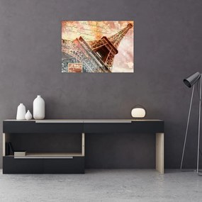 Kép - Eiffel-torony vintage stílusban (üvegen) (70x50 cm)