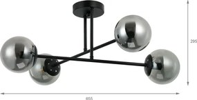 Brilagi - MALIVA felületre szerelhető csillár 4xE14/15W/230V fekete/füstszínű