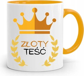 Sárga Bögre Az Apósnak Arany Após Ajándék fényképes nyomtatással