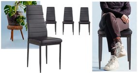 4 darabos étkezőszék szett, fekete