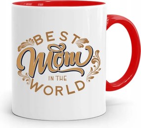 Piros Ajándék Bögre Anyukáknak Best Mom fényképes nyomattal