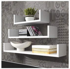 KÉSZLET 3x Fali polc TRIO fehér