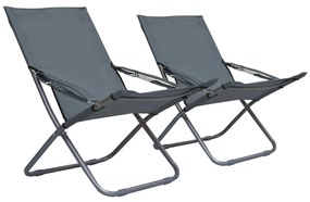 2 db összecsukható szürke szövet strandszék