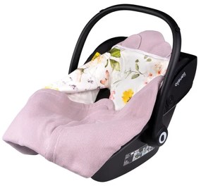 Lionelo - pólya autósüléshez TRAVEL SWADDLE 90x90 cm rózsaszín virágminta