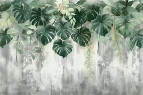 Fotótapéta Flizelina Fal Beton Növényzet Monster Levelek 254x184 ragasztó