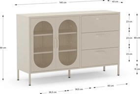 Krémszínű komód 140x90 cm Diora – Marckeric