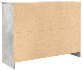 betonszürke szerelt fa tálalószekrény fiókos 101x35x76 cm