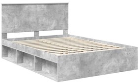 vidaXL Ágykeret fejtámlával Beton 160 x 200 cm Tömör fenyőfa