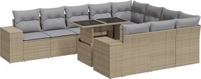 vidaXL 11 részes bézs polyrattan kerti ülőgarnitúra párnákkal