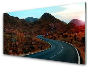 Üvegkép falra Desert Mountain Road 100x50 cm 2 fogas