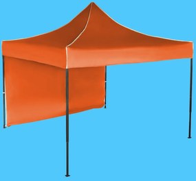 Gyorsan összecsukható sátor 3x3 m – acél, 1 oldalfal, Narancs