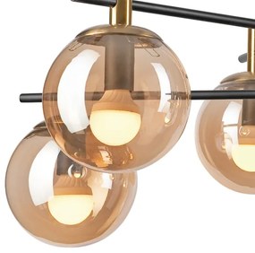 Csillár rúdon LILOU 6xE14/5W/230V arany/fekete/füstös bézs