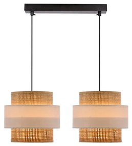 Fehér-natúr színű függőlámpa rattan búrával ø 20 cm Rattan – Candellux Lighting