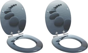Lágy záródású WC ülőke 2 pcs Szürke 44 x 38 cm MDF lap