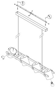 Eglo 43425 - Csillár zsinóron HORNWOOD 1 4xE27/28W/230V
