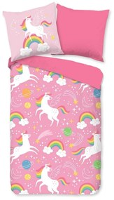 Rózsaszín egyszemélyes mikroszálas gyerek ágyneműhuzat 140x200 cm – Good Morning