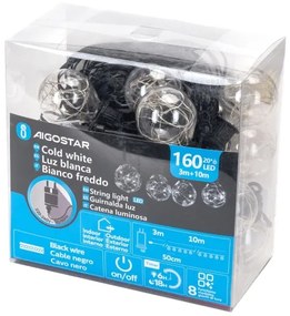 Aigostar - LED-es kültéri dekorációs fényfüzér 160xLED/3,6W/230V 10m IP44 hideg fehér