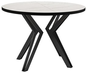Asztal Oswego 111Fehér márvány, Fekete, 76cm, Hosszabbíthatóság, Laminált forgácslap, Fém