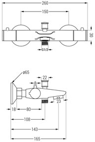 Mexen Carl kád-zuhany szett esőzuhannyal és kád termosztatikus csaptelep Nox, króm, 77350240-00