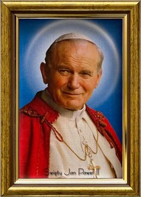 Vászonkép 18x13 Szent II. János Pál Pápa Arany Díszített Fa Keret