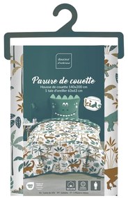 Fehér-zöld egyszemélyes pamut gyerek ágyneműhuzat 140x200 cm Dina – douceur d'intérieur