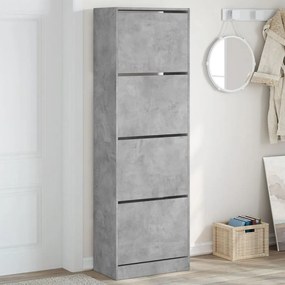 betonszürke cipőszekrény 4 kihajtható fiókkal 60x34x187,5 cm