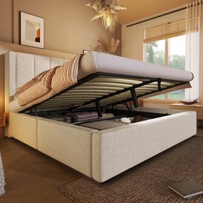 Kárpitozott ágy 160*200 franciaágy Hidraulikus töltés Matrac