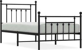 vidaXL fekete fém ágykeret fej- és lábtámlával 90 x 200 cm