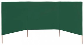 3 paneles zöld szövet szélfogó 400 x 80 cm