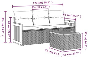 4 részes bézs polyrattan kerti ülőgarnitúra párnákkal