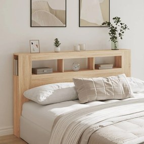 sonoma tölgy színű szerelt fa LED-es fejtámla 180x18,5x103,5 cm