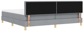 Box Spring Ágy Matrac &amp; LED Világítással Szürke 200x200 cm Szövet